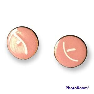 Vintage copper and enamel pink/white abstract screw back earrings